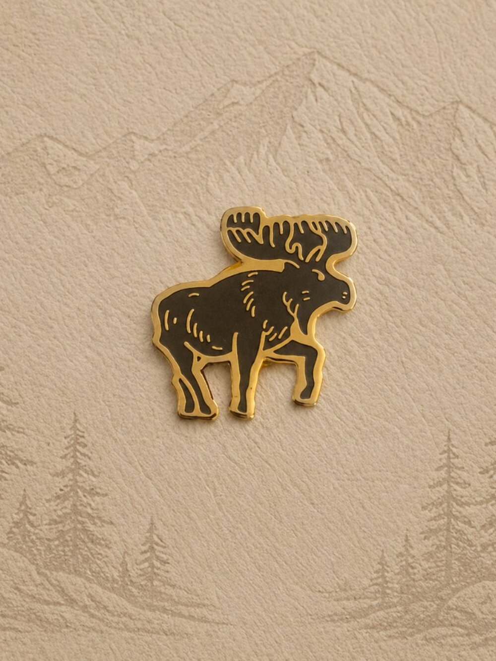 Walking Brown Moose Vintage Lapel Pin Tie Tack Brooch